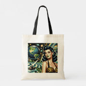 Retro Planeet Pin-Up Tote Bag (Achterkant)