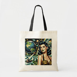 Retro Planeet Pin-Up Tote Bag