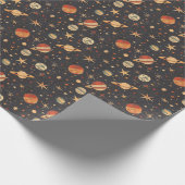 Retro Planet Space Thema Cadeaupapier (Hoek)