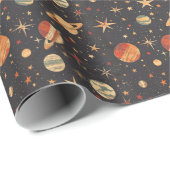 Retro Planet Space Thema Cadeaupapier (Rol Hoek)