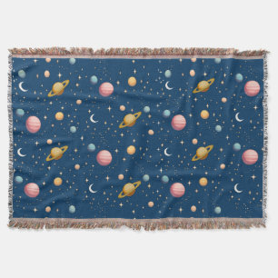Retro Planeten en Sterren Patroon Deken