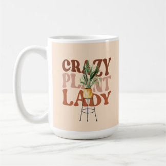 Retro Plant Dame Watercolor Planten Typografie Koffiemok
