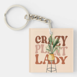 Retro Plant Dame Watercolor Planten Typografie    Sleutelhanger