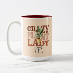 Retro Plant Dame Watercolor Planten Typografie Tweekleurige Koffiemok