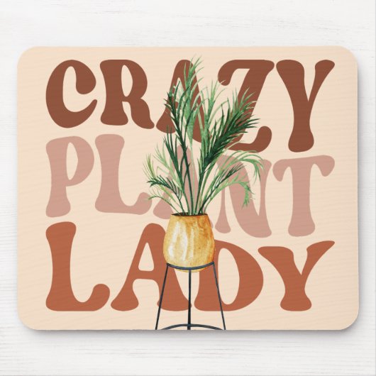 Retro Plant Lady Waterverf Planten Typografie Muismat (Voorkant)