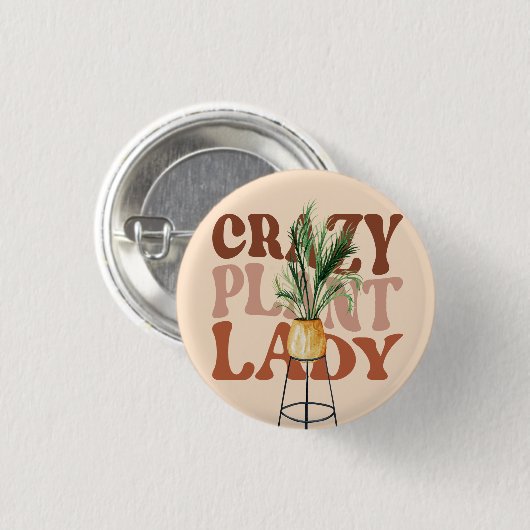 Retro Plant Lady Waterverf Planten Typografie Ronde Button 3,2 Cm (Voorkant /achterkant)