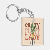 Retro Plant Lady Waterverf Planten Typografie Sleutelhanger (Voorkant Links)