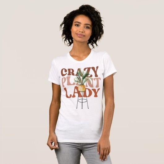 Retro Plant Lady Waterverf Planten Typografie T-shirt (Voorkant volledig)
