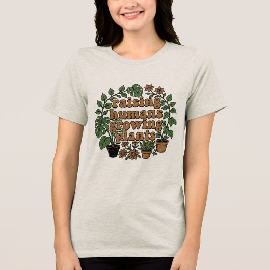 Retro Plant Moeder SVG Esthetiek Tri-Blend Shirt (Voorkant)