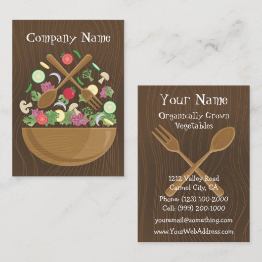 Retro plantaardige kom Visitekaartje (Voorkant / Achterkant)