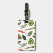 Retro Plantenblad Print Bagagelabel - Wit (Voorkant verticaal)