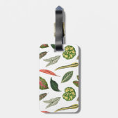 Retro Plantenblad Print Bagagelabel - Wit (Achterkant verticaal)