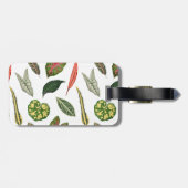 Retro Plantenblad Print Bagagelabel - Wit (Achterkant horizontaal)