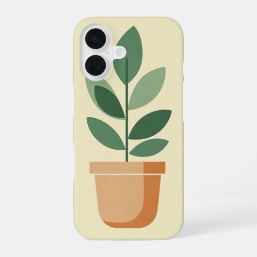 Retro Plantenpot iPhone 16 Hoesje (Achterkant)