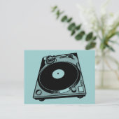 Retro Platenspeler Afbeelding in zwart Briefkaart (Staand voorkant)