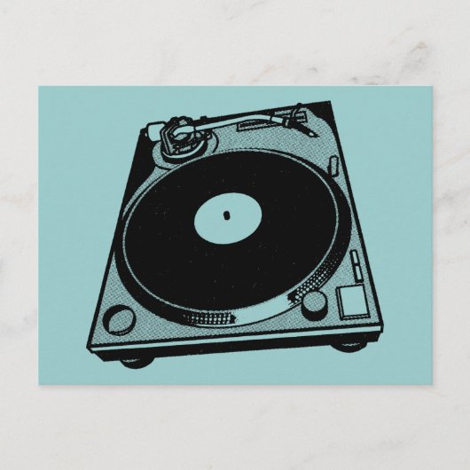 Retro Platenspeler Afbeelding in zwart Briefkaart (Voorkant)