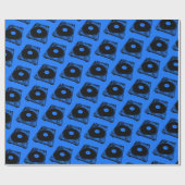 Retro Platenspeler Afbeelding in zwart Cadeaupapier (Vlak)