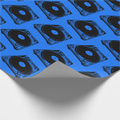 Retro Platenspeler Afbeelding in zwart Cadeaupapier (Hoek)