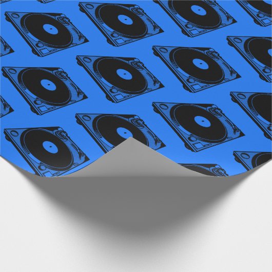 Retro Platenspeler Afbeelding in zwart Cadeaupapier (Hoek)