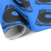 Retro Platenspeler Afbeelding in zwart Cadeaupapier (Rol Hoek)