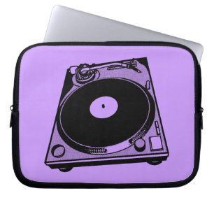 Retro Platenspeler Afbeelding in zwart Laptop Sleeve