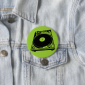 Retro Platenspeler Afbeelding in zwart Ronde Button 7,6 Cm (In situ)