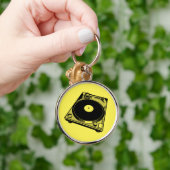 Retro Platenspeler Afbeelding in zwart Sleutelhanger (Hand)