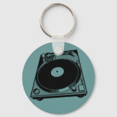Retro Platenspeler Afbeelding in zwart Sleutelhanger (Voorkant)