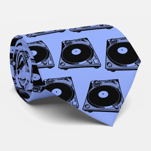 Retro Platenspeler Afbeelding in zwart Stropdas (Opgerold)