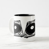 Retro Platenspeler Afbeelding in zwart Tweekleurige Koffiemok (Voorkant links)
