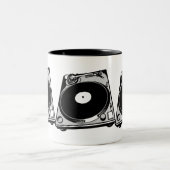Retro Platenspeler Afbeelding in zwart Tweekleurige Koffiemok (Center)