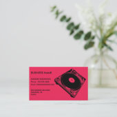 Retro Platenspeler Afbeelding in zwart Visitekaartje (Staand voorkant)