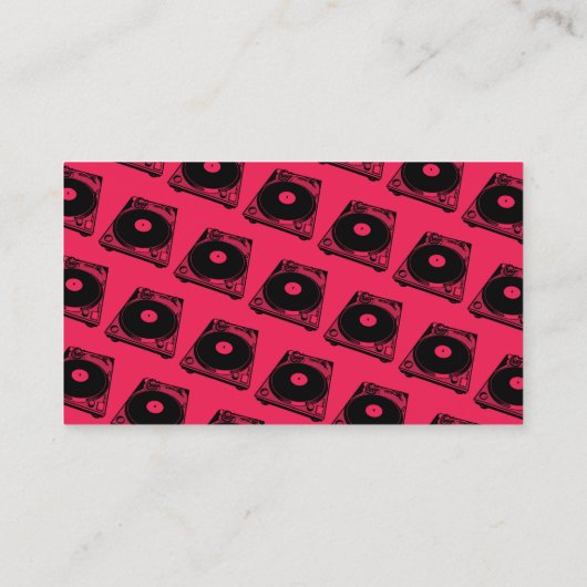 Retro Platenspeler Afbeelding in zwart Visitekaartje (Achterkant)