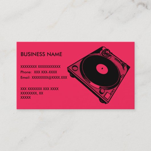 Retro Platenspeler Afbeelding in zwart Visitekaartje (Voorkant)