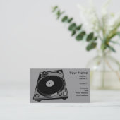 Retro Platenspeler Afbeelding in zwart Visitekaartje (Staand voorkant)