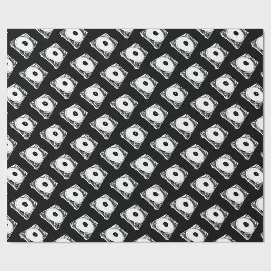 Retro Platenspeler Grafisch in Wit Cadeaupapier (Vlak)