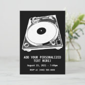 Retro Platenspeler Grafisch in Wit Kaart (Staand voorkant)