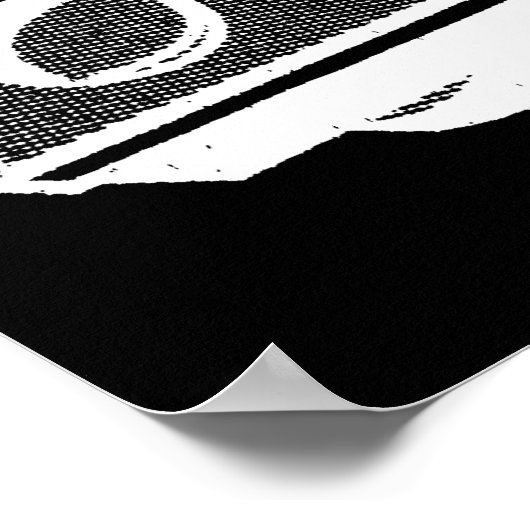 Retro Platenspeler Grafisch in Wit Poster (Hoek)