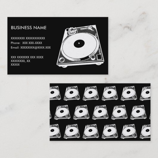 Retro Platenspeler Grafisch in Wit Visitekaartje (Voorkant / Achterkant)