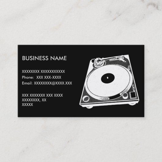 Retro Platenspeler Grafisch in Wit Visitekaartje (Voorkant)