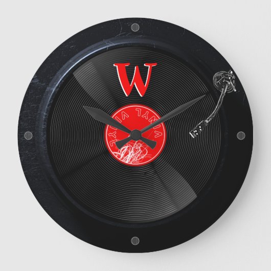 Retro Platenspeler Klok Monogrammable Ontwerp (Voorkant)