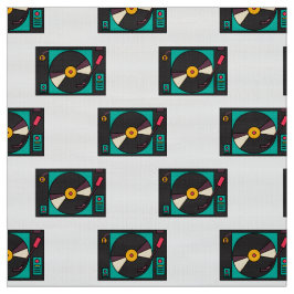 Retro  platenspeler patroonstof stof