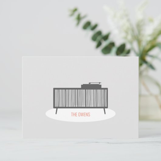 Retro Platenspeler Record kabinet Hartelijk dank Bedankkaart (Staand voorkant)