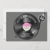 Retro Platenspeler Verjaardagsfeest Uitnodiging (Voorkant)