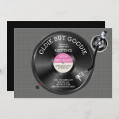 Retro Platenspeler Verjaardagsfeest Uitnodiging (Voorkant / Achterkant)