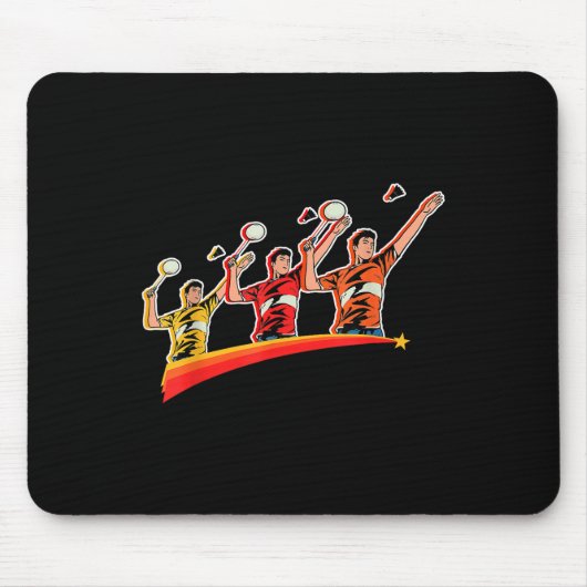 Retro Play Badminton Sport Player Shuttle Muismat (Voorkant)