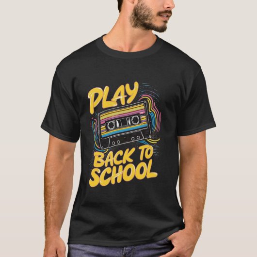 Retro Play Terug naar School Cassettebandje Design T-shirt (Voorkant)
