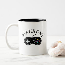 Retro Player One Gaming Controller Tweekleurige Koffiemok