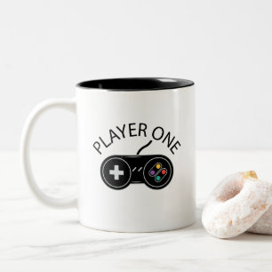 Retro Player One Gaming Controller Tweekleurige Koffiemok