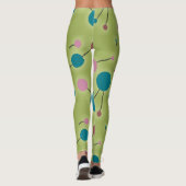 Retro Playful Large Molecules Universe Blue Green Leggings (Achterkant)